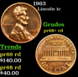 Proof 1963 Lincoln Cent 1c Grades Gem++ Proof Red