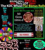 CRAZY Penny Wheel Buy THIS 1994-d solid Red BU Lincoln 1c roll & get 1-10 BU Red rolls FREE WOW