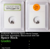 Authentic Meteorite Space Rock Campo Del Cielo Argentina, Discovered 1576 AD Graded By INB