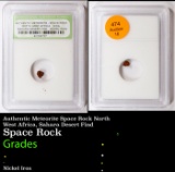 Authentic Meteorite Space Rock North West Africa, Sahara Desert Find Graded By INB