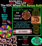 CRAZY Penny Wheel Buy THIS 1980-d solid Red BU Lincoln 1c roll & get 1-10 BU Red rolls FREE WOW
