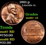 1961-p Lincoln Cent 1c Grades GEM++ RD