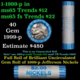 BU Shotgun Jefferson 5c roll, 1999-p 40 pcs N.F. String & Son $2 Nickel Wrapper OBW