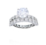Decadence sterling Silver Round Cut Ring With Baguette Chiseled Band Size 8