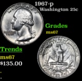 1967-p Washington Quarter 25c Grades GEM++ Unc