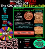 INSANITY The CRAZY Penny Wheel 1000’s won so far, WIN this 1964-p BU RED roll get 1-10 FREE