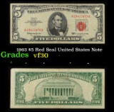 1963 $5 Red Seal United States Note Grades vf++