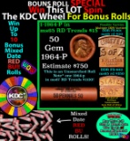 CRAZY Penny Wheel Buy THIS 1964-p solid Red BU Lincoln 1c roll & get 1-10 BU Red rolls FREE WOW