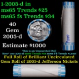 BU Shotgun Jefferson 5c roll, 2005-d Ocean 40 pcs Bank $2 Nickel Wrapper OBW