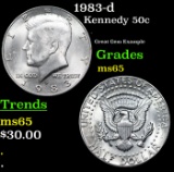 1983-d Kennedy Half Dollar 50c Grades GEM Unc