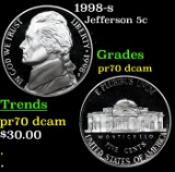 Proof 1998-s Jefferson Nickel 5c Grades GEM++ Proof Deep Cameo