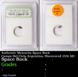 Authentic Meteorite Space Rock Campo Del Cielo Argentina, Discovered 1576 AD Graded By INB