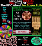 CRAZY Penny Wheel Buy THIS 1998-d solid Red BU Lincoln 1c roll & get 1-10 BU Red rolls FREE WOW