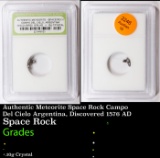 Authentic Meteorite Space Rock Campo Del Cielo Argentina, Discovered 1576 AD Graded By INB