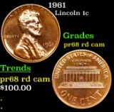 Proof 1961 Lincoln Cent 1c Grades Gem++ Proof Red Cameo