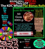 CRAZY Penny Wheel Buy THIS 2001-p solid Red BU Lincoln 1c roll & get 1-10 BU Red rolls FREE WOW