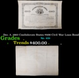 Dec. 2, 1862 Confederate States $500 Civil War Loan Bond Grades
