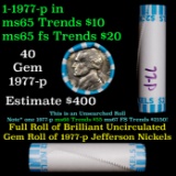 BU Shotgun Jefferson 5c roll, 1977-p 40 pcs Bank $2 Nickel Wrapper OBW