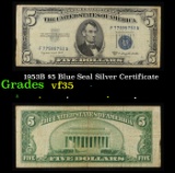 1953B $5 Blue Seal Silver Certificate Grades vf++