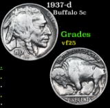 1937-d Buffalo Nickel 5c Grades vf+