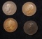 Group of 4 Coins, Great Britain Pennies, 1913, 1914, 1916, 1917 .