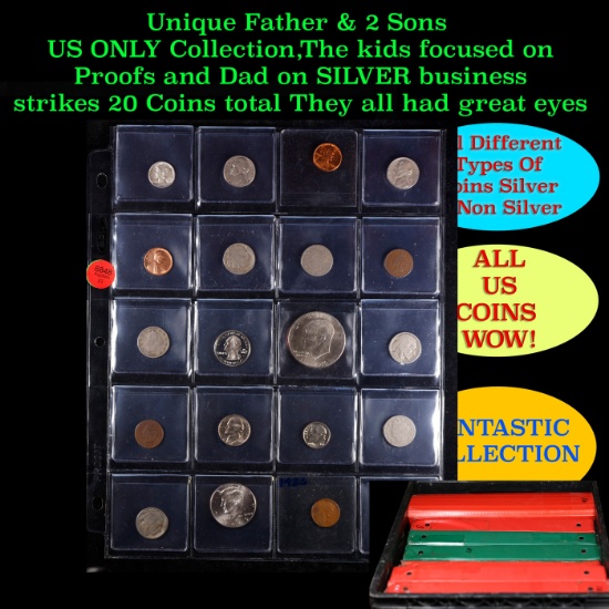 Unique Father & 2 Sons US ONLY Collection,The kids focused on Proofs and Dad on SILVER business stri