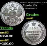 1912 Russia (3B) 15 Kopeks Silver Y# 21a.2 Grades Select Unc