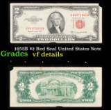 1953B $2 Red Seal United States Note Grades vf details