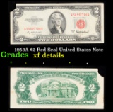 1953A $2 Red Seal United States Note Grades xf details