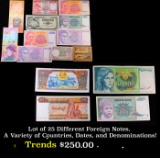 Lot of 25 Different Foreign Notes, A Variety of Countries, Dates, and Denominations!