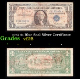 1957 $1 Blue Seal Silver Certificate Grades vf+