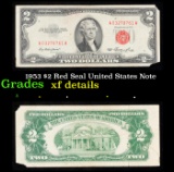 1953 $2 Red Seal United States Note Grades xf details