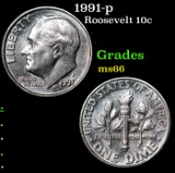 1991-p Roosevelt Dime 10c Grades GEM+ Unc