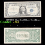 1957B $1 Blue Seal Silver Certificate Grades vf+