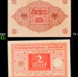 1920 Germany (Weimar) 2 Marks Banknote P# 59 Grades Choice AU/BU Slider