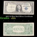 1957 $1 Blue Seal Silver Certificate Grades vf+