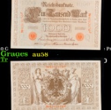 1910 Germany (Imperial) 1000 Marks Banknote P# 44b Grades Choice AU/BU Slider