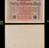 1923 Weimar Germany 50 Million Marks Hyperinflation Banknote P# 109a, Gray Paper, Watermark Crucifer