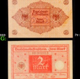 1920 Germany (Weimar) 2 Marks Banknote P# 59 Grades Choice AU