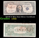 1957B $1 Blue Seal Silver Certificate Grades vf++