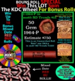 CRAZY Penny Wheel Buy THIS 1964-p solid Red BU Lincoln 1c roll & get 1-10 BU Red rolls FREE WOW