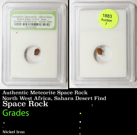 Authentic Meteorite Space Rock North West Africa, Sahara Desert Find Graded By INB