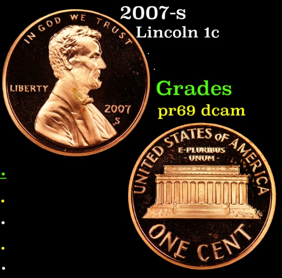 Proof 2007-s Lincoln Cent 1c Grades GEM++ Proof Deep Cameo