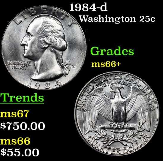 1984-d Washington Quarter 25c Grades GEM++ Unc