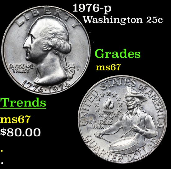 1976-p Washington Quarter 25c Grades GEM++ Unc
