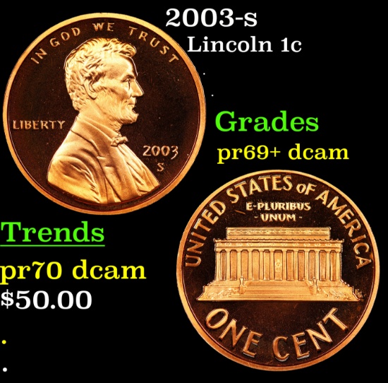 Proof 2003-s Lincoln Cent 1c Grades GEM++ Proof Deep Cameo