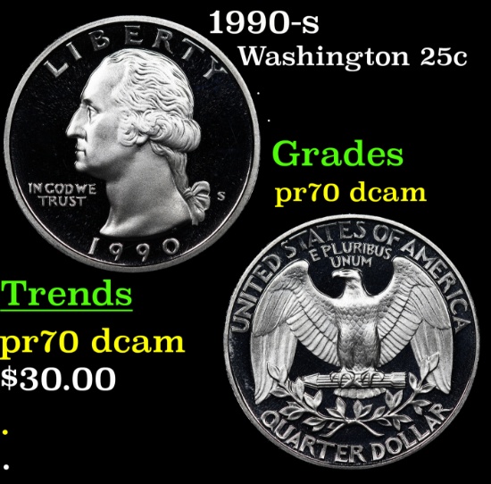 1990-s Proof Washington Quarter 25c Grades GEM++ Proof Deep Cameo