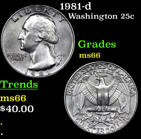 1981-d Washington Quarter 25c Grades GEM+ Unc