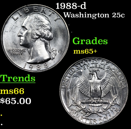 1988-d Washington Quarter 25c Grades GEM+ Unc
