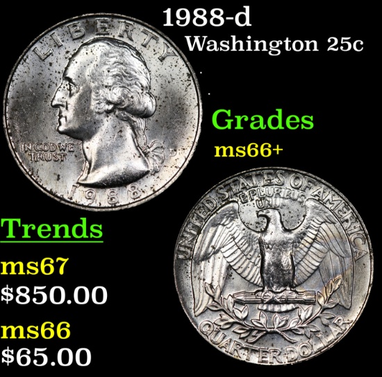 1988-d Washington Quarter 25c Grades GEM++ Unc